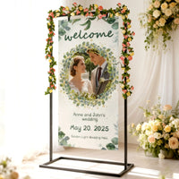 Chevalet Cadre Panneau de Bienvenue Mariage 145 cm, Noir, Blanc ou Doré