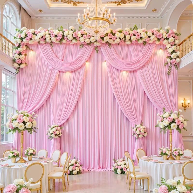Toile de Fond Mariage Sans Plis, Rideau de Photocall, coloris rose