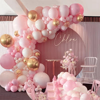 Kit Arche de Ballons Pastel, Rose, Bleu et Or, vue d'ensemble