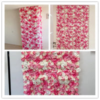 Mur de Fleurs Artificielles, Panneau de Roses Fuchsia 40 × 60 cm, 3 Coloris