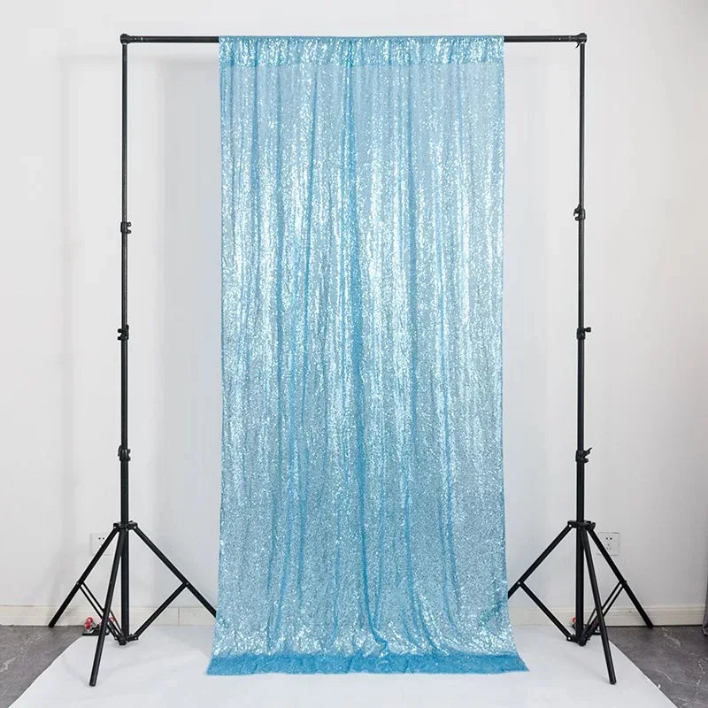Toile de Fond Sequins Mariage, 60 x 240 ou 300 cm, coloris bleu ciel