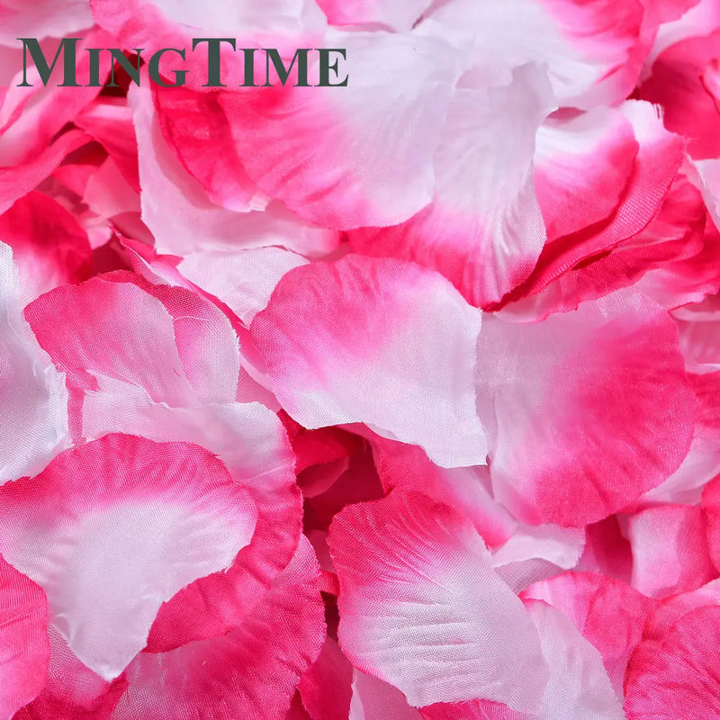 Pétales de Rose Artificiels en Tissu, coloris blanc et fuchsia