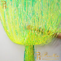 Rideau à Franges Irisé pour Photocall Mariage, coloris vert irisé