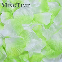 Pétales de Rose Artificiels en Tissu, coloris blanc et vert