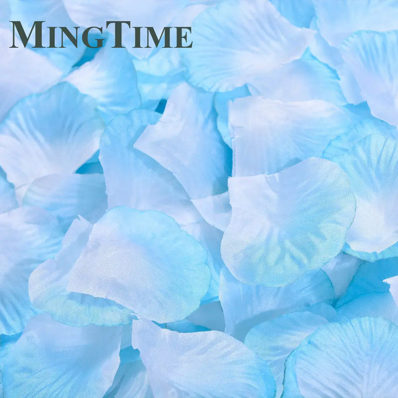 Pétales de Rose Artificiels en Tissu, coloris blanc et bleu