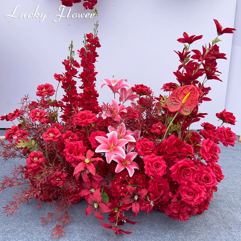 Fleurs Rouges pour Fond de Mariage, Roses, Lys et Anthuriums, vue complémentaire 2
