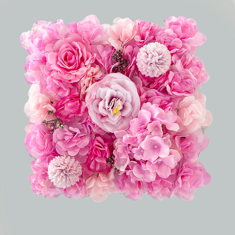 Mur de Fleurs Artificielles, Panneau Carré 35 × 35 cm, coloris rose vif