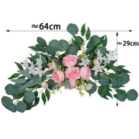 Arc Fleuri pour Arche de Mariage, Roses et Eucalyptus, rose tendre, 64 cm