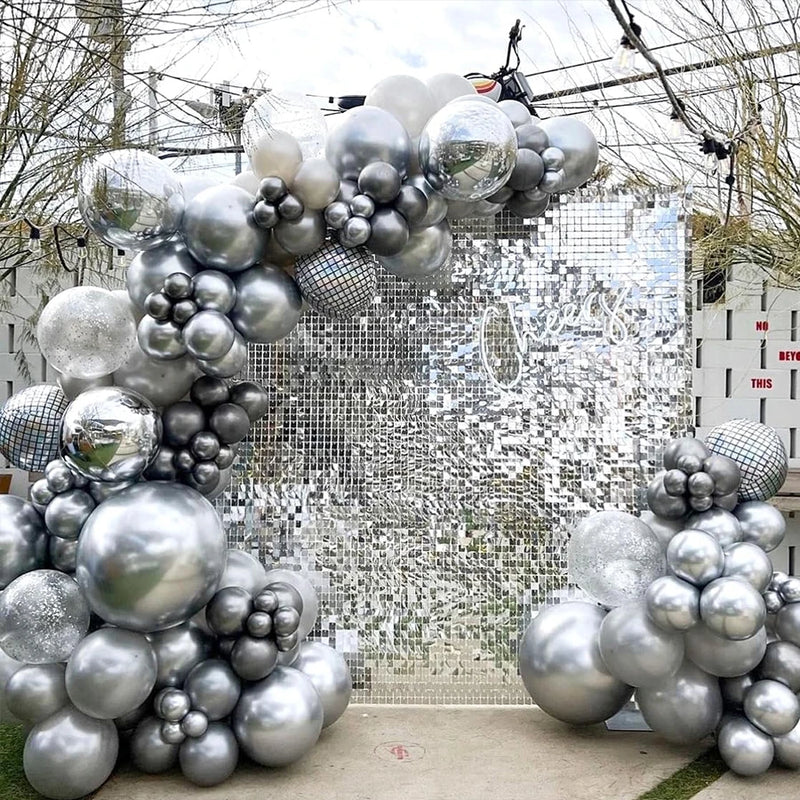 Mur de Paillettes pour Photocall Mariage, coloris argenté