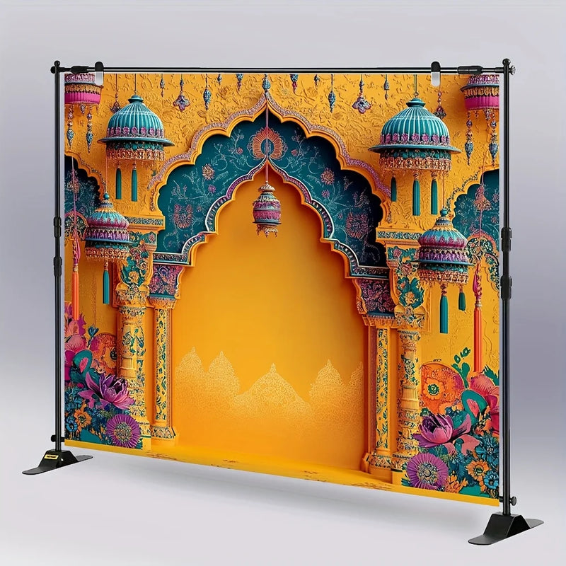 Toile de Fond Mariage Indien Arche Orange et Turquoise, vue complémentaire 5