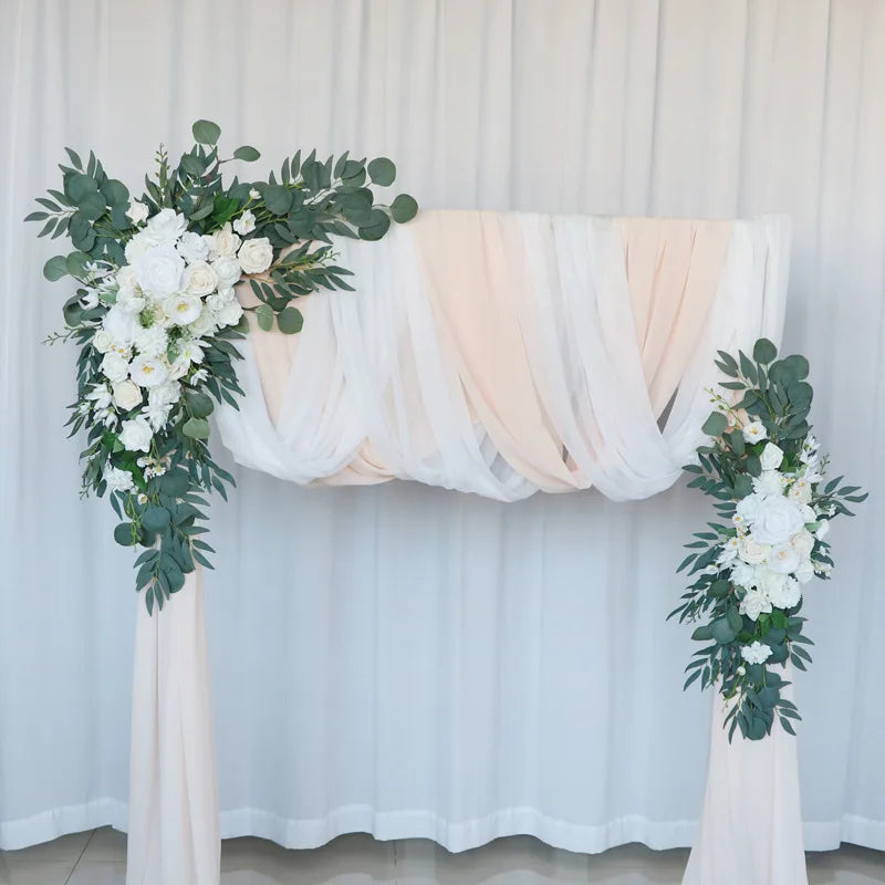 Compositions Florales et Voilages Bohèmes pour Arche de Mariage, 24 Articles à la Pièce