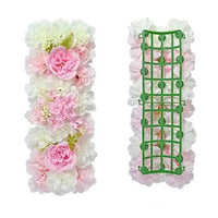 Panneau de Fleurs Artificielles 50 × 22 cm pour Arche, coloris crème et vert pâle, roses roses
