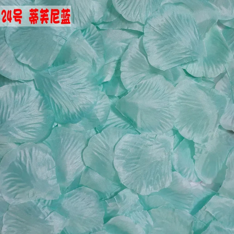 Pétales de Rose Artificiels en Tissu, coloris bleu turquoise pâle
