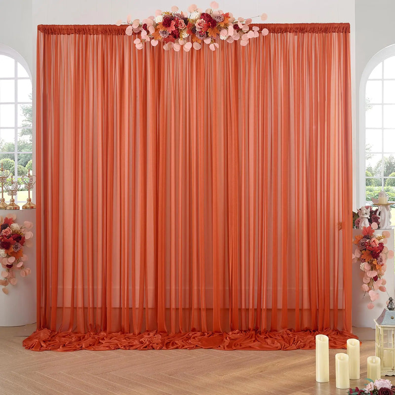 Voilage Chiffon de Mariage avec Poche pour Tringle, coloris terracotta