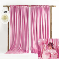 Toile de Fond Mariage en Satin, Poche à Tringle, coloris rose vif