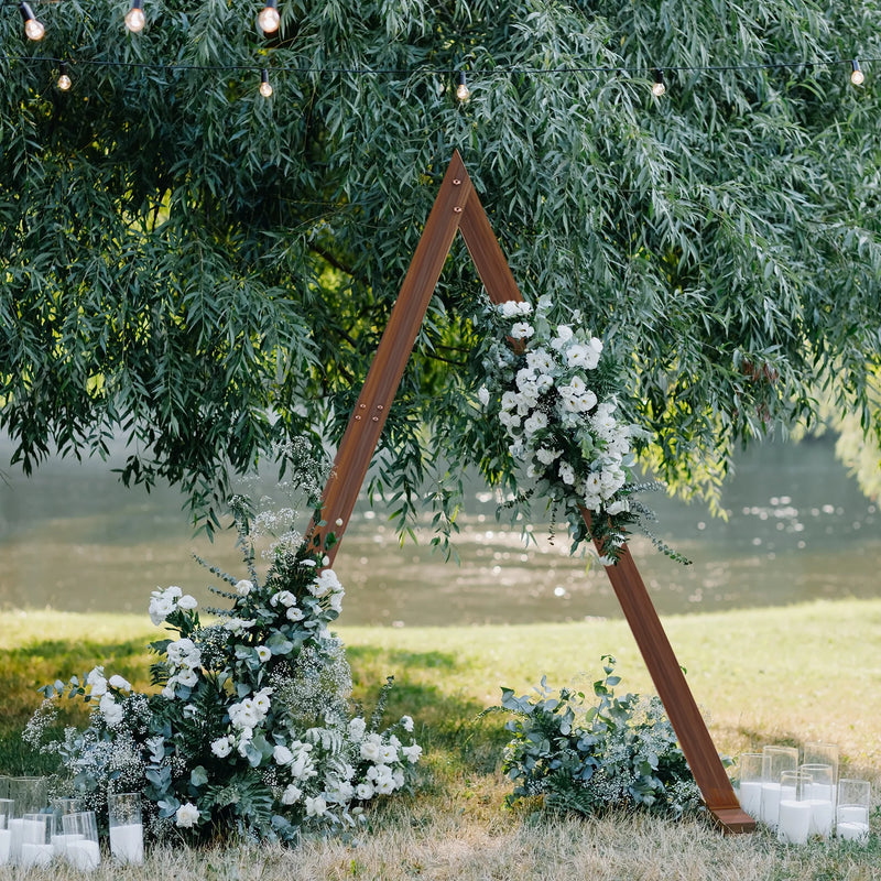 Arche de mariage en bois triangulaire champêtre, 310 cm de haut