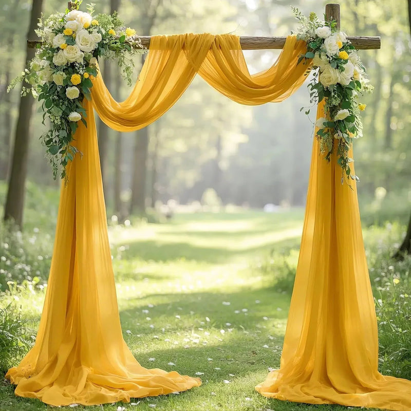 Voilage Arche de Mariage en Mousseline, 70 cm de Large, coloris jaune moutarde