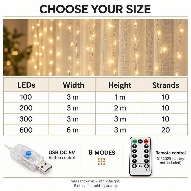 Rideau Lumineux LED USB à 8 Modes, vue complémentaire 4