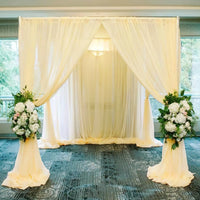 Voilage Chiffon de Mariage avec Poche pour Tringle, coloris ivoire