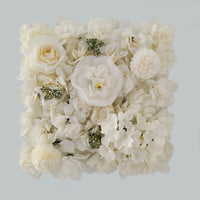 Mur de Fleurs Artificielles, Panneau Carré 35 × 35 cm, coloris blanc ivoire