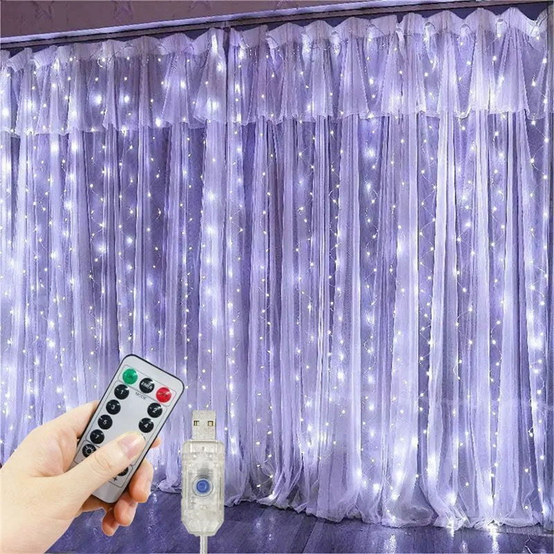 Rideau Lumineux LED Grand Format USB, coloris blanc