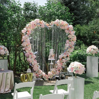 Arche de Mariage en Forme de Cœur Dorée en Métal, 200 cm de Large et de Haut