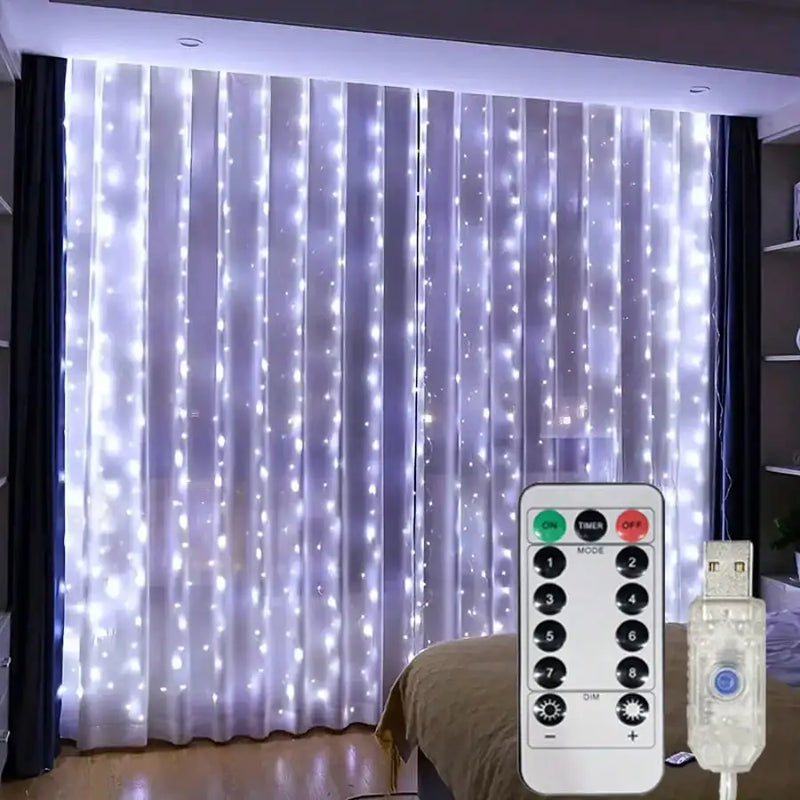 Rideau Lumineux LED USB 5 V Décor de Cérémonie, coloris blanc