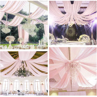 Voilage de Plafond pour Salle de Mariage, coloris rose clair