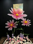 Décoration d'Allée de Mariage, 3 Fleurs Géantes sur Base Métallique, 8 Coloris