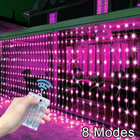 Rideau Lumineux LED à Piles, coloris rose