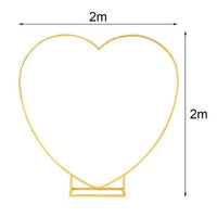 Arche de Mariage en Forme de Cœur Dorée en Métal, 200 cm de Large et de Haut