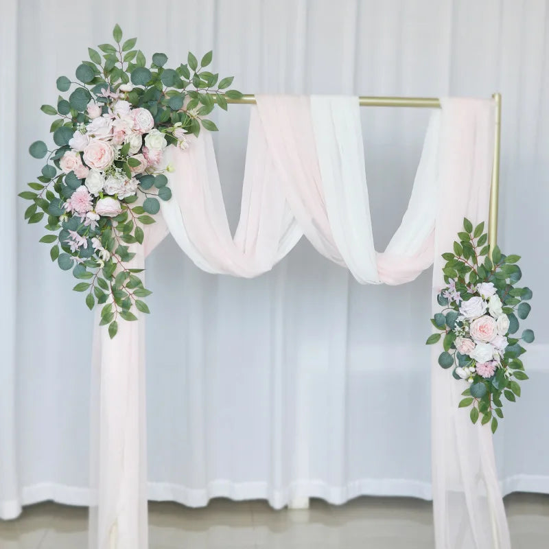 Compositions Florales et Voilages Bohèmes pour Arche de Mariage, 24 Articles à la Pièce