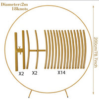 Arche de Mariage Ronde Dorée Démontable en Métal, 150 à 250 cm
