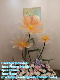 Décoration d'Allée de Mariage, 3 fleurs orange avec base