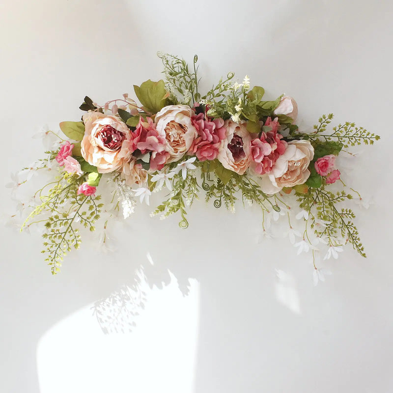 Fleurs pour Arche de Mariage, coloris rose et bordeaux