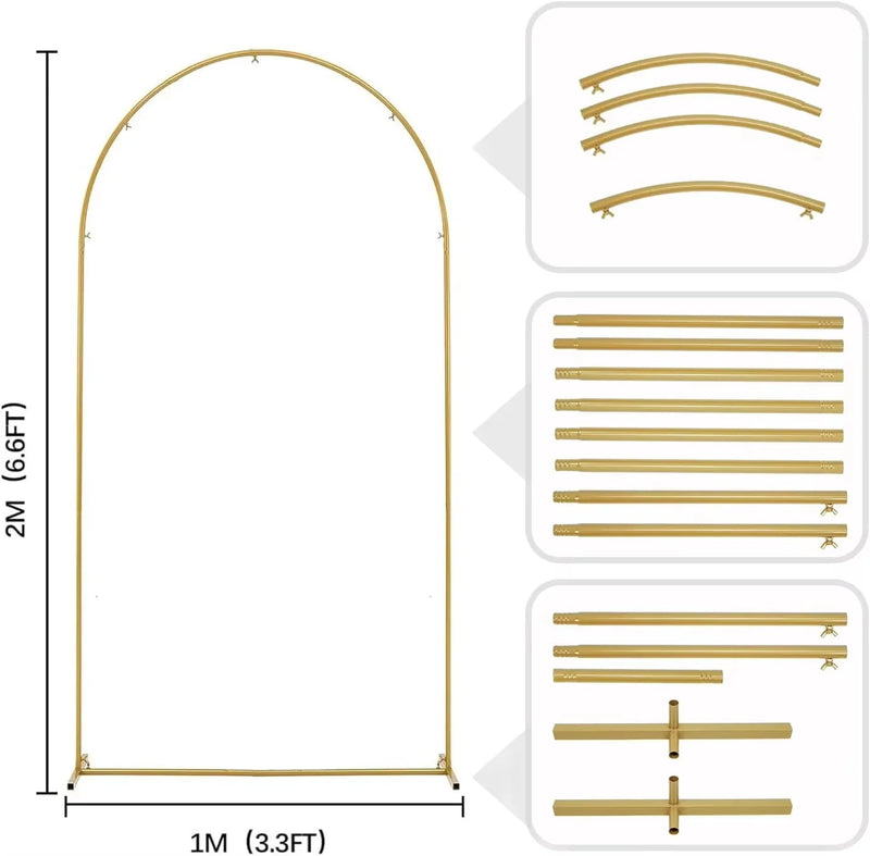 Arche de Mariage Arrondie en Métal Doré, 120 à 220 cm, vue complémentaire 3