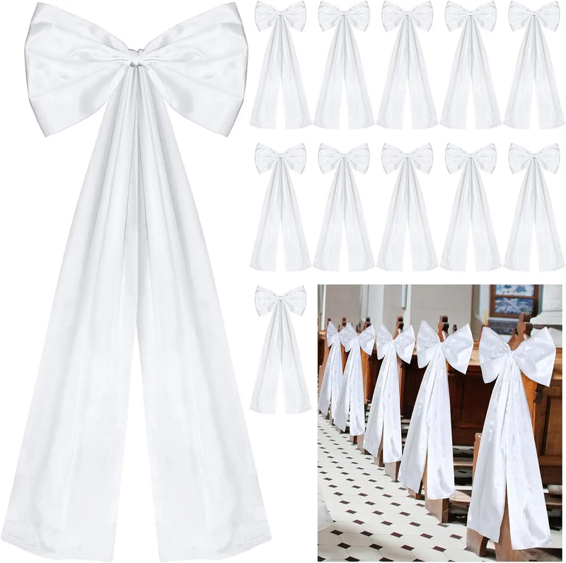 Nœud de Chaise ou de Banc de Mariage Blanc en Satin, 30 × 60 cm