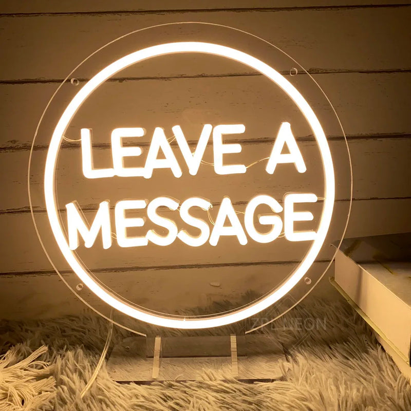 Néon « Leave a Message » pour Mariage, Cercle ou Manuscrit, 11 Couleurs, USB