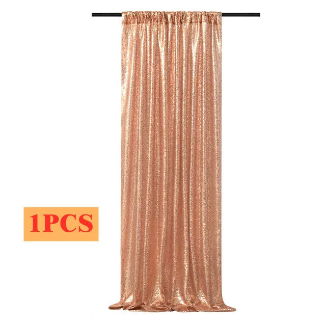 Toile de Fond Mariage à Sequins, Rideau 60 × 240 cm, or rose, 1 panneau