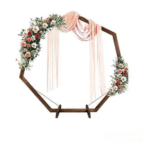 Arche de mariage en bois heptagonale brun foncé, 210 x 210 cm