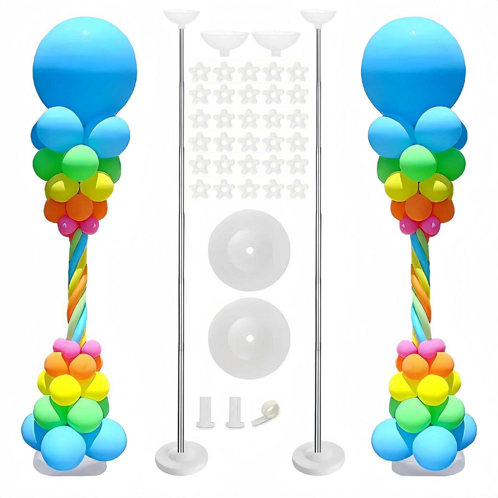 Colonnes à Ballons Télescopiques en Métal, vue d'ensemble