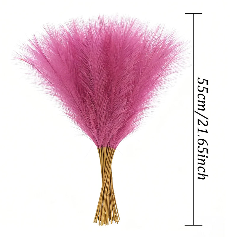 Pampa Artificielle 10 Tiges de 55 cm, coloris fuchsia