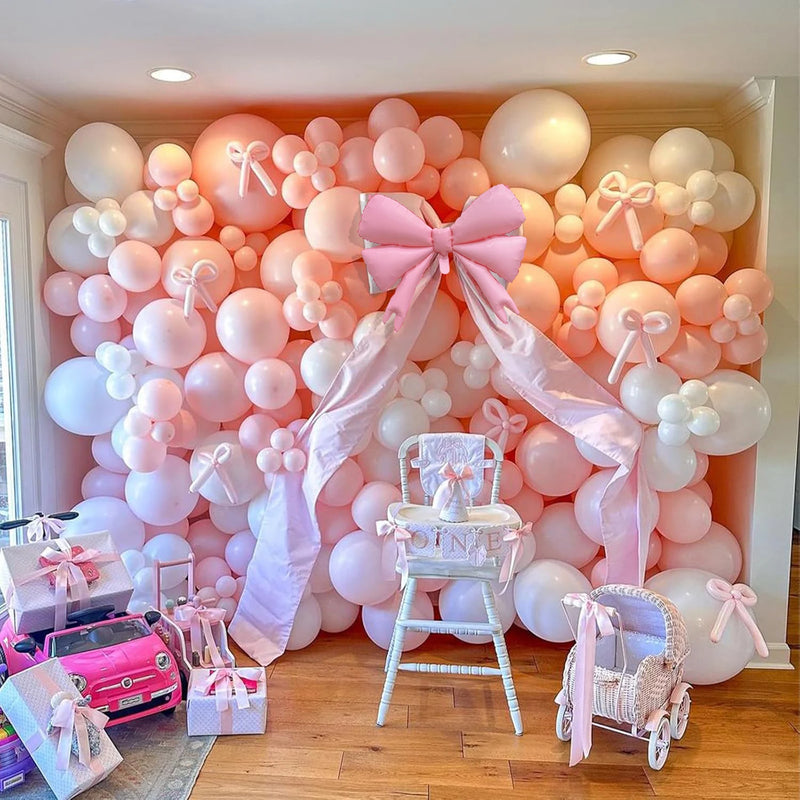 Kit Arche de Ballons Rose et Blanc avec Nœuds, 152 Pièces, vue complémentaire 5