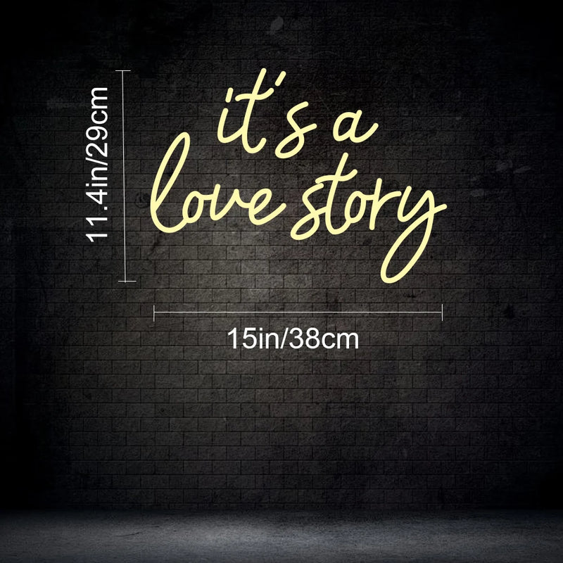 Néon Mural « It's a Love Story » Blanc Chaud, 38 x 29 cm, vue complémentaire 3