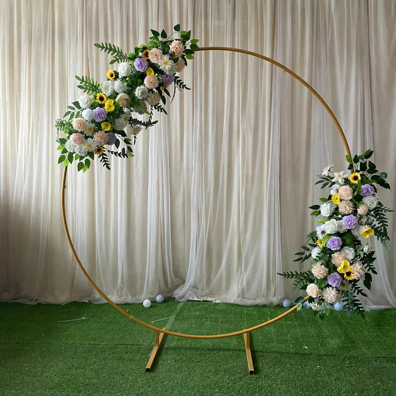Arche Ronde de Mariage en Métal Blanc ou Doré, 100 à 250 cm