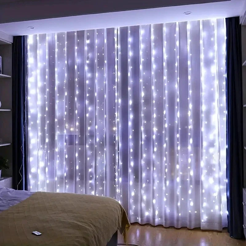 Rideau Lumineux en Fil de Cuivre Argenté, 100 à 600 LED, coloris blanc froid