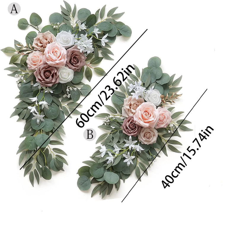 Fleurs pour Arche de Mariage, coloris rose poudré et vieux rose