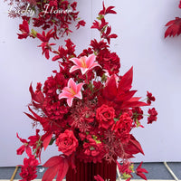 Fleurs Rouges pour Fond de Mariage, Roses, Lys et Anthuriums, vue complémentaire 4