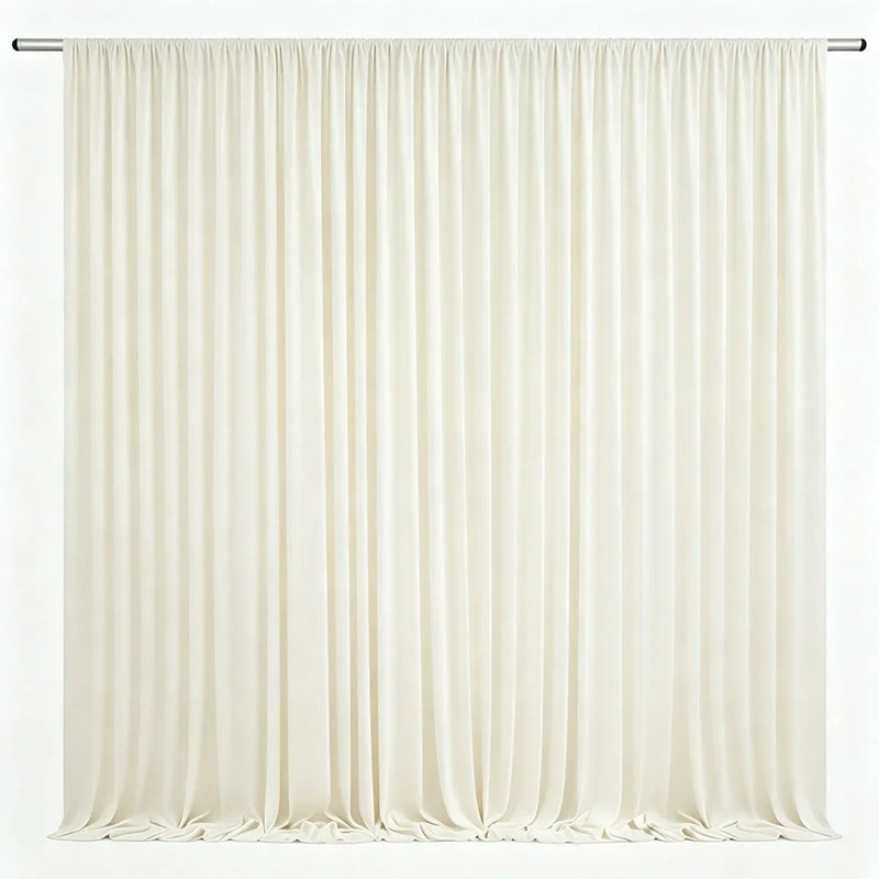 Toile de fond de mariage extensible à poche à tringle, coloris ivoire clair