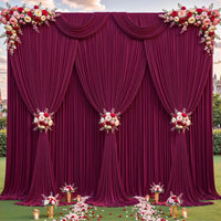 Toile de Fond Mariage Sans Plis, Rideau de Photocall, coloris bordeaux